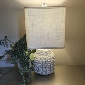 Rose top romantic ivory white Glazed 'Le Floret' textured Ceramic lamp